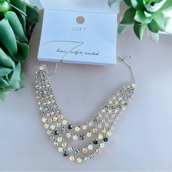 LOFT Silver and Gold Layered Necklace New - Picture 2 of 4